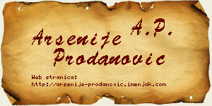Arsenije Prodanović vizit kartica